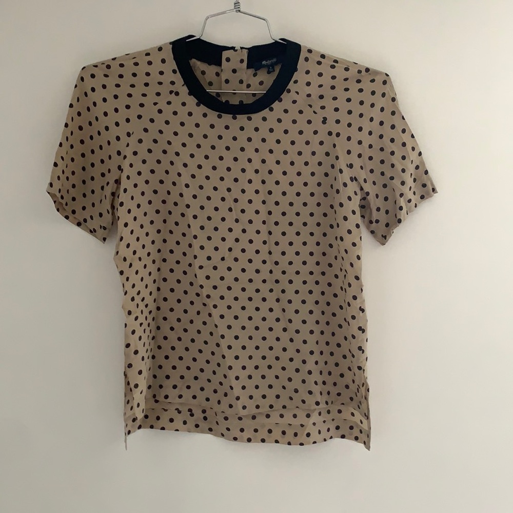 Madewell | Polka Dot Silk Front Row Tee Size small